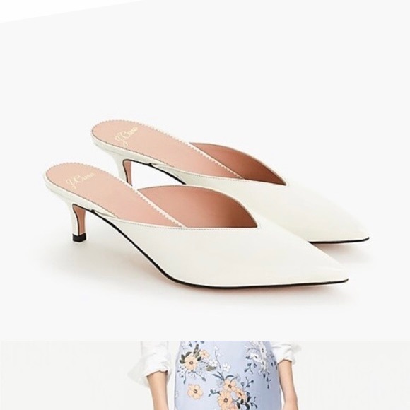 J. Crew Shoes - J.Crew Ivory Kitten Heel Mule Slides, sz.7.5